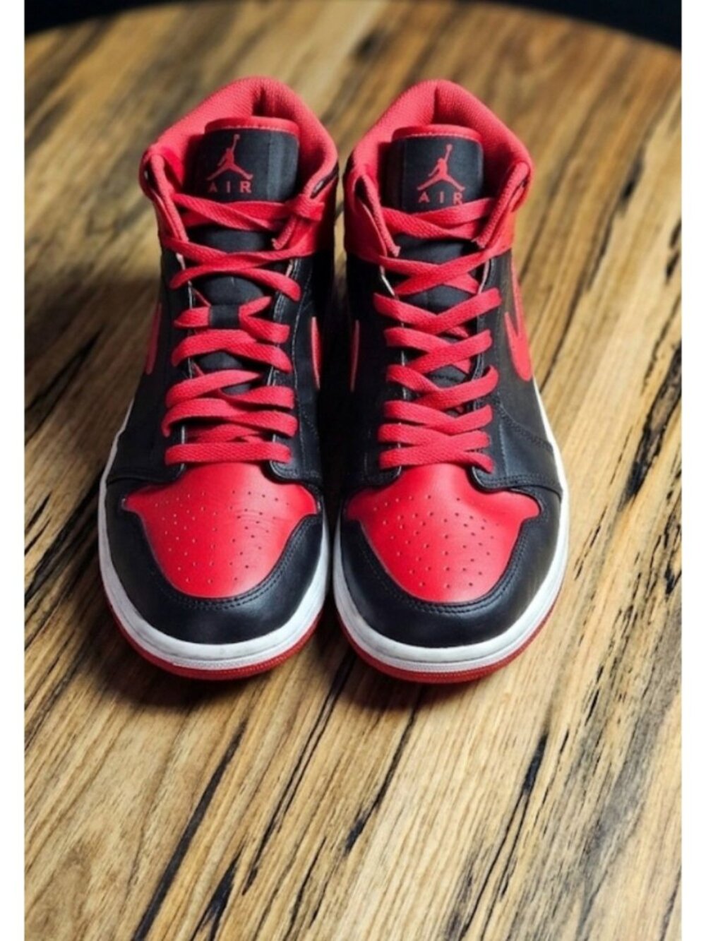 Air Jordan 1 Mid "Alternate Bred" Black/Fire Red/White Sneakers Men 9.5 (2022)